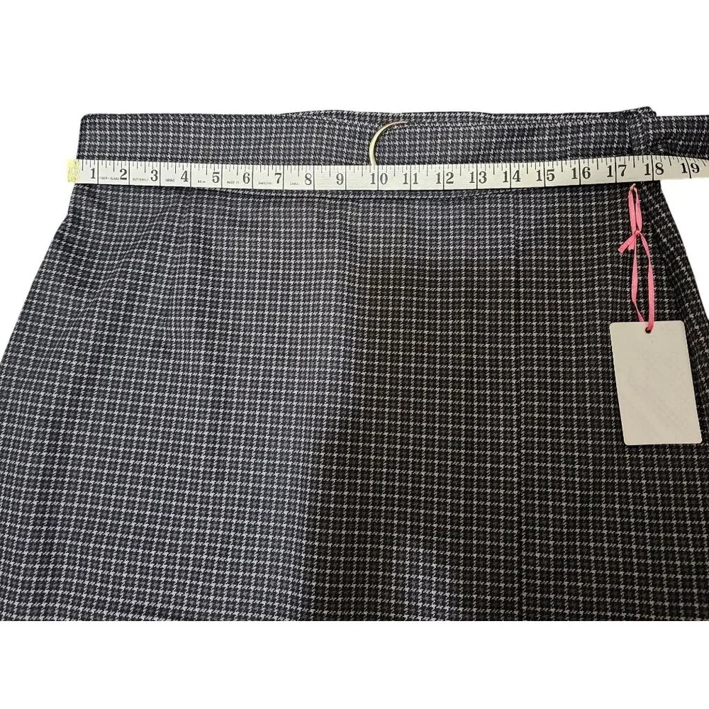 Jenna Rose Womens Black & White Houndstooth Wrap Skirt XL Polyester Rayon Blend